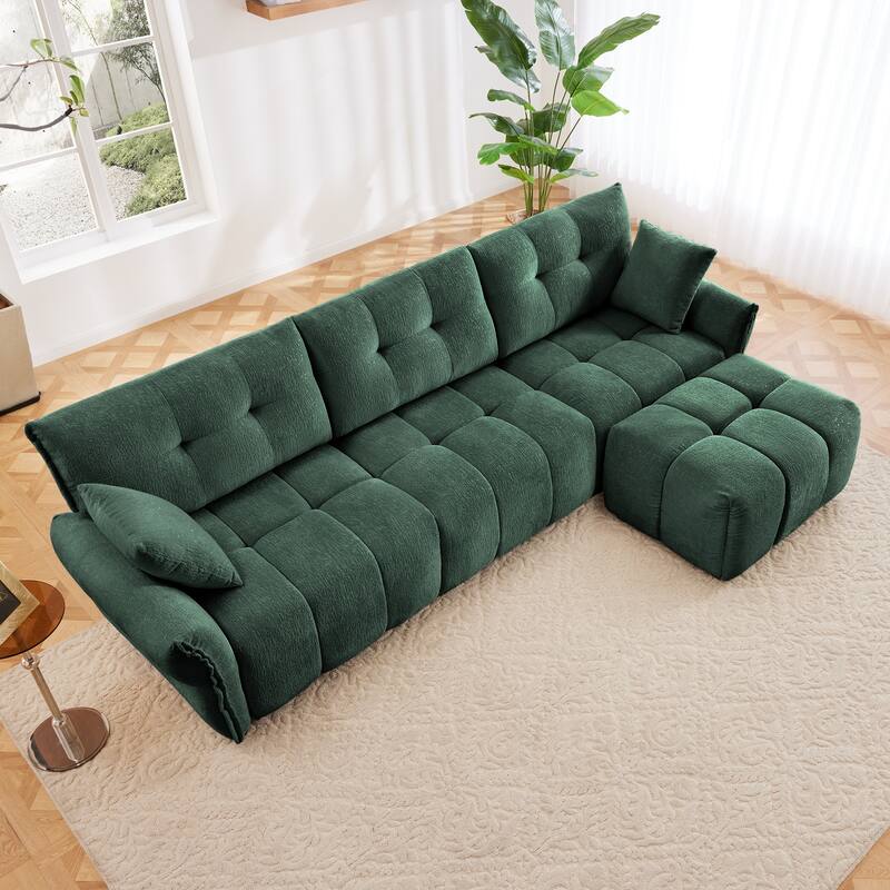 3-Seater L-Shaped Modular Sofa with 1 Ottomans & Pillows