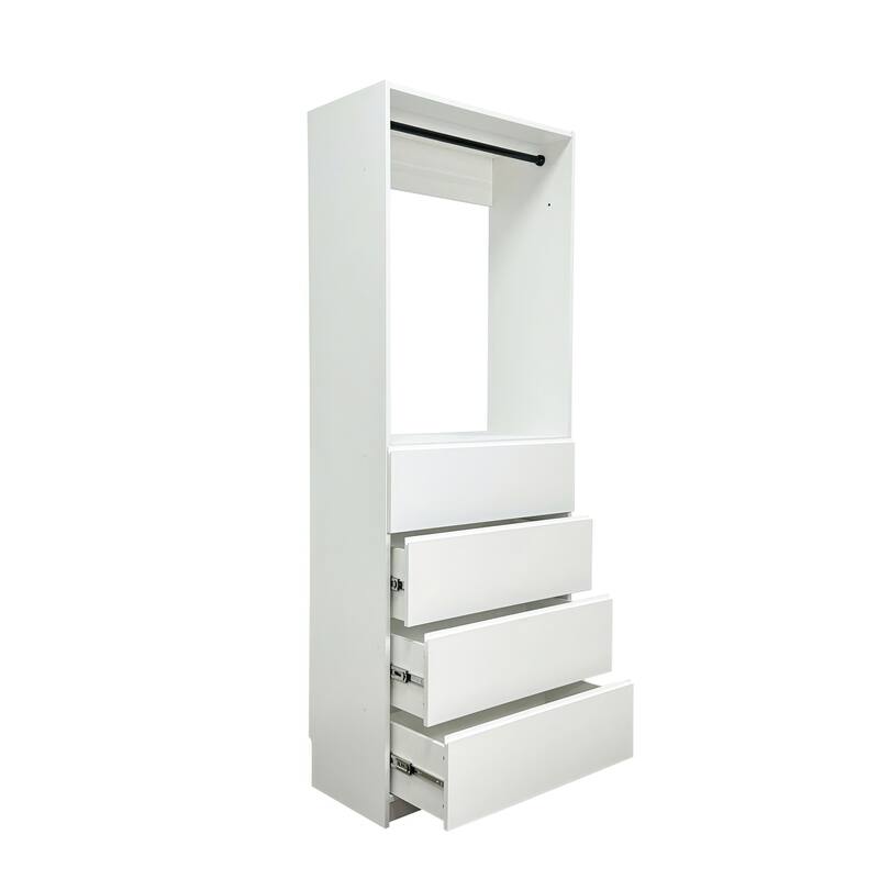 Prosper 32" White Wood Walk-in Closet with Two Rods - 31.4"W x 15.7"D x 83" H