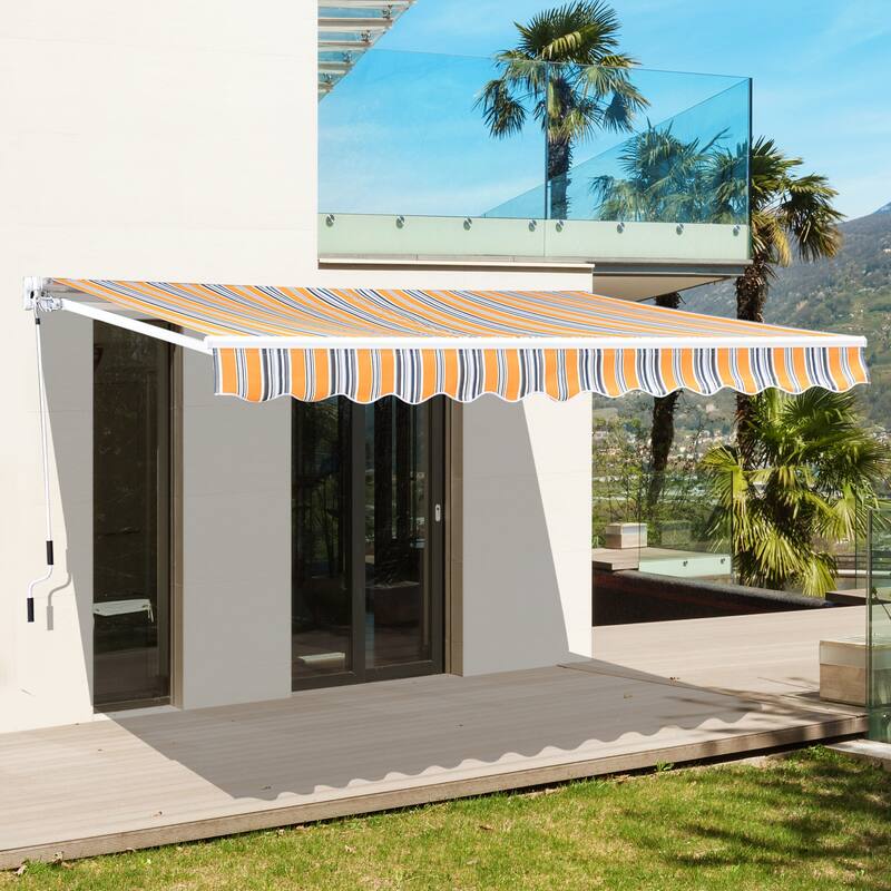 Outsunny 8' x 6.6' Outdoor Patio Manual Retractable Exterior Window Awning - Orange/Black/Grey