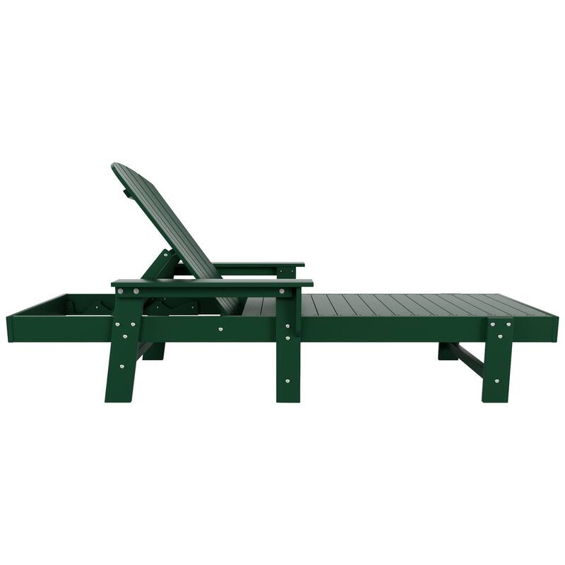 Polytrends Altura Poly Eco-Friendly All Weather Reclining Chaise Lounge with Arms & Side Table (3 Piece Set)