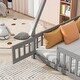 preview thumbnail 4 of 7, Grey Full Size Pine Tent-shaped Floor Bed with Guardrails & Door
