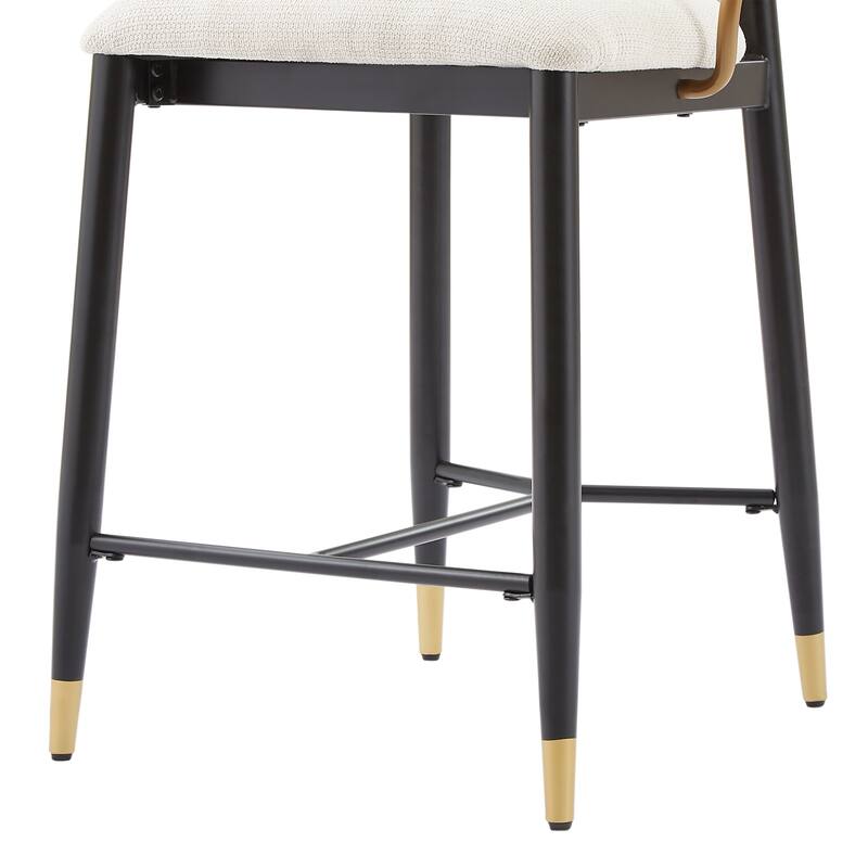 Christopher Knight Home - Mateo Modern Upholstered Counter Stool Set of 2 with Metal Frame and Supportive Back Design