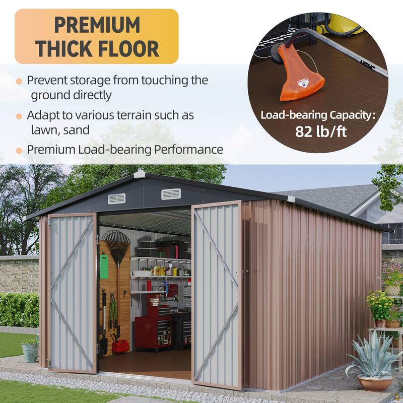 AOXUN Outdoor Storage Shed with Lockable Doors and Air Vents for Garden