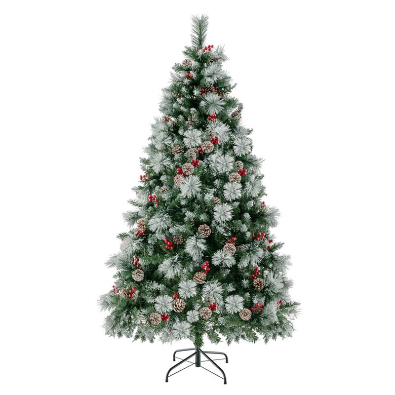 6 FT Pre-Lit Artificial Christmas Tree w/ Pine Needles 350 LED Lights - 6 Foot