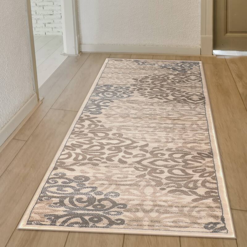 Admire Home Living Plaza Modern Abstract Damask Pattern Area Rug
