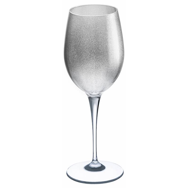 Majestic Gifts Inc. Glass Wine/Water Goblet Set/6 - Silver Glass W/ Clear Stem - 18 oz. Made in Europe