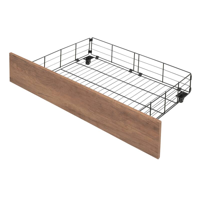 Full Over Twin-Twin Triple Bunk Bed with Drawers and Staircase, Black