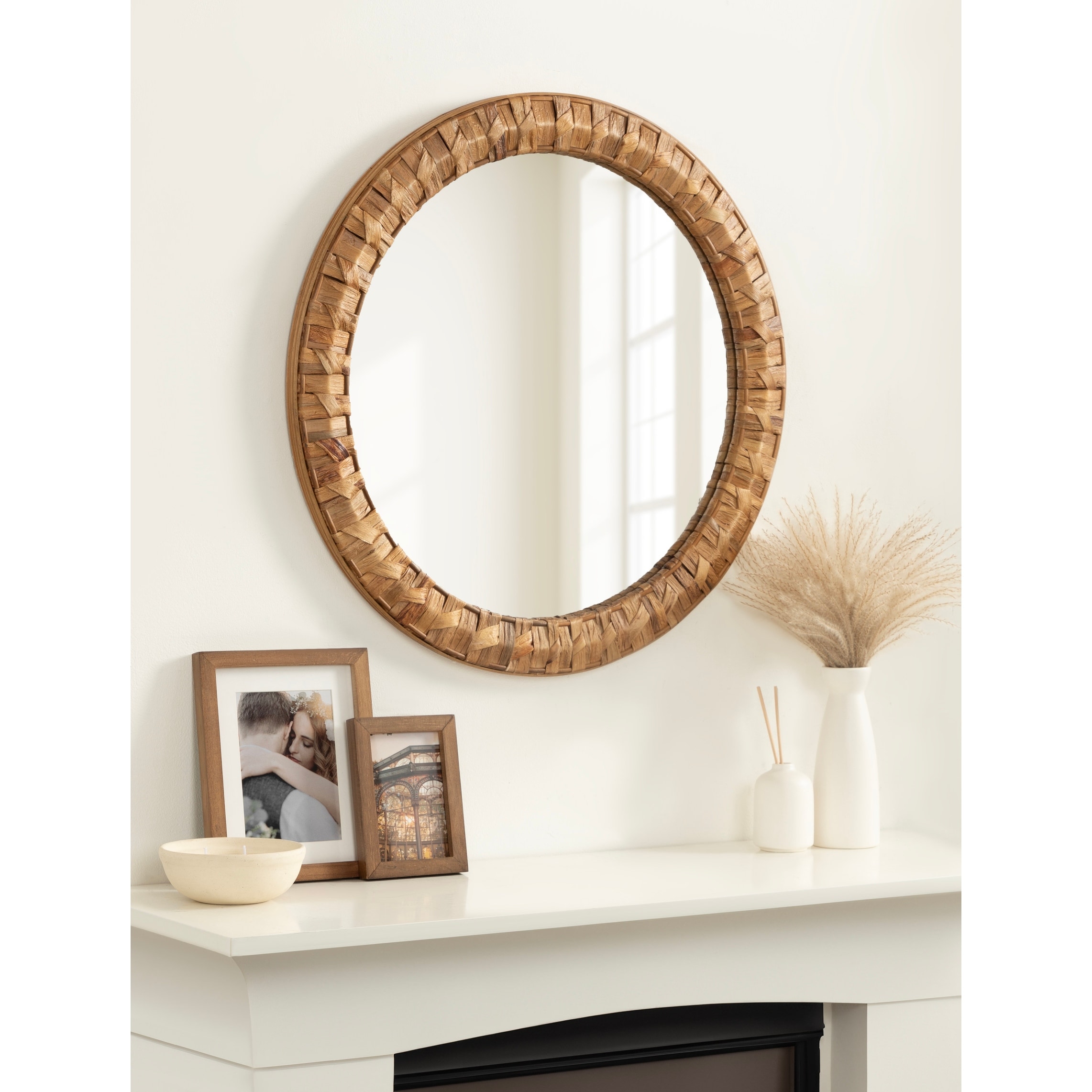 Kate and Laurel Laalima Woven Round Mirror - 26x26