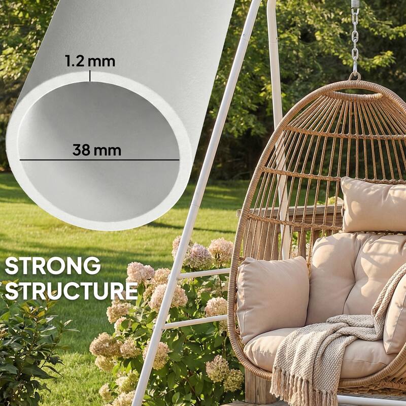 Outsunny Hammock Chair Stand, Free Standing Heavy Duty Hanging Swing Chair with Anti-Slip Foot Pads, 2 Carabiners