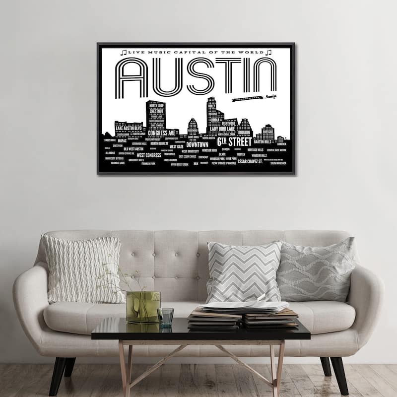 iCanvas "Austin Neighborhoods" by Benton Park Prints Framed