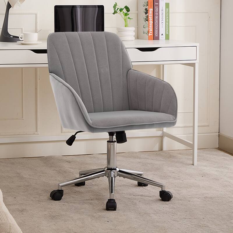 Adjustable Office Chair, Home Bedroom, Ergonomic Swivel Chair, Backrest Seat, Comfortable for Long Sitting - Gray