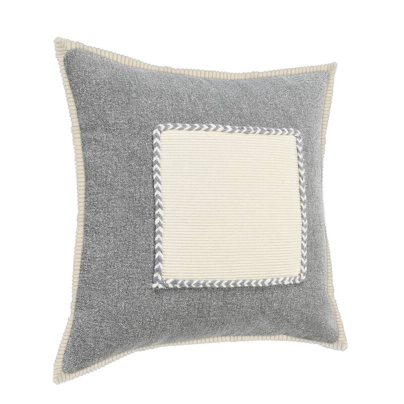 Handwoven Geometric Throw Pillow Cover - 20" - Gray and White
