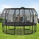 preview thumbnail 1 of 5, 16ft Trampoline for Kids with Enclosure Upgraded ArcPole Composite Toploop Basketball Board and 12 Stakes 192 x 192 x 106.5 inch