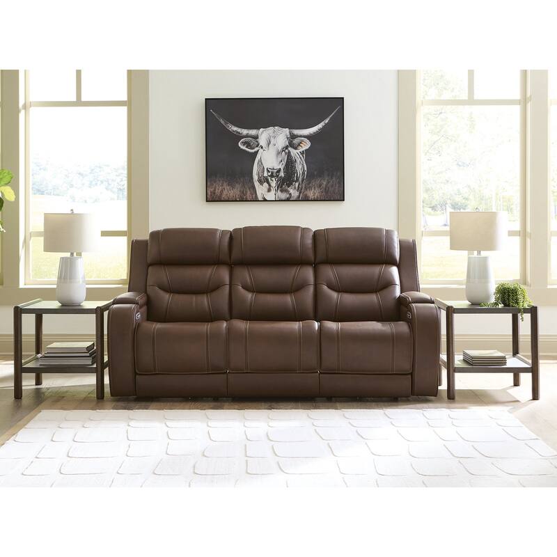 Signature Design by Ashley Guru Dark Brown Power Reclining Sofa with Audio Seating - 87" W x 41" D x 45" H