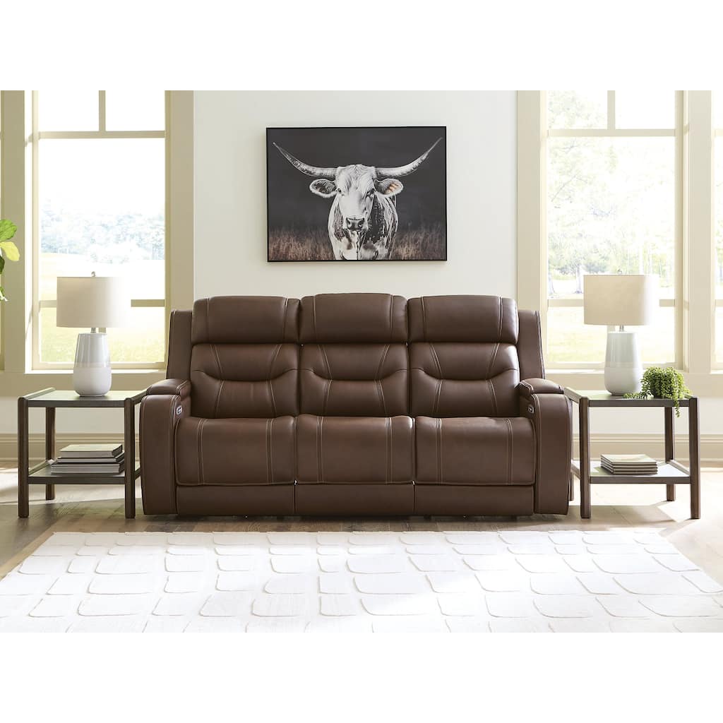 Signature Design by Ashley Guru Dark Brown Power Reclining Sofa with Audio Seating - 87" W x 41" D x 45" H