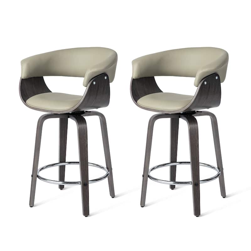 Glitzhome Set of 2 or 4 Modern Counter & Bar Height Wooden Swivel Bar Stools