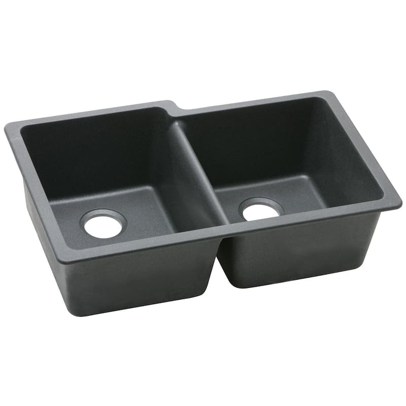 Elkay Quartz Classic 33" x 20-1/2" x 9-1/2", Offset Double Bowl Undermount Sink
