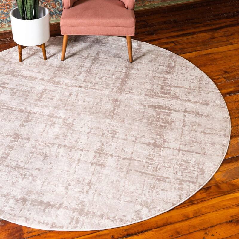 Contemporary Richye Collection Area Rug - Beige - 5'3" Round