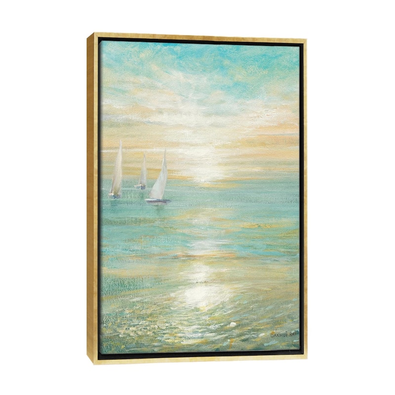 iCanvas "Sunrise Sailboats I" by Danhui Nai Framed Canvas Print - Gold - 26x18