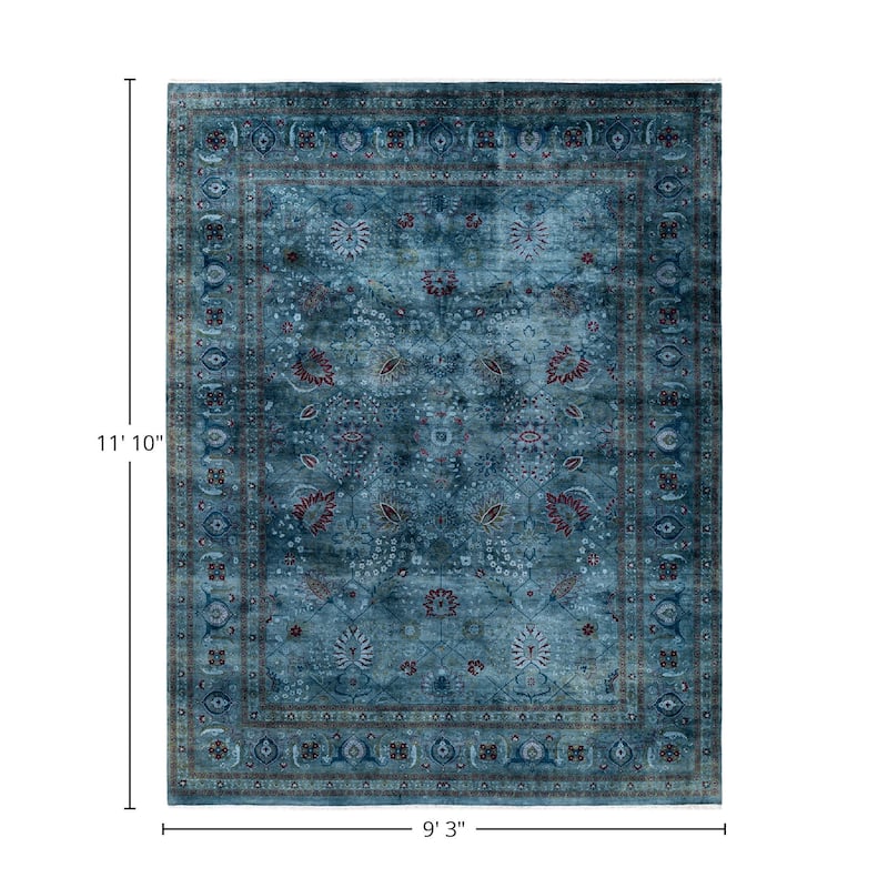 Overton Hand Knotted Wool Vintage Inspired Modern Contemporary Overdyed Gray Area Rug - 9' 3" x 11' 10"