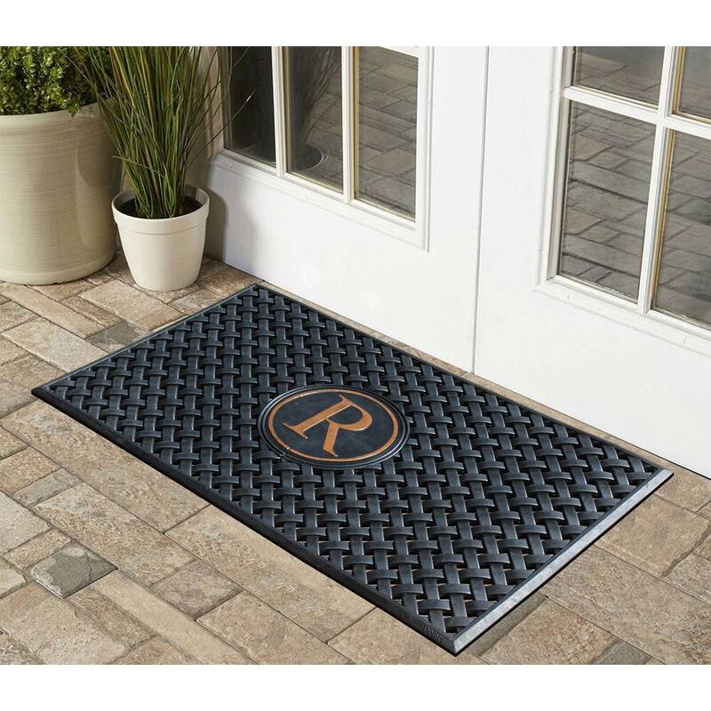 A1HC 100% Pure Rubber Monogrammed Front Door Mat 24" x39" Indoor Outdoor Doormat