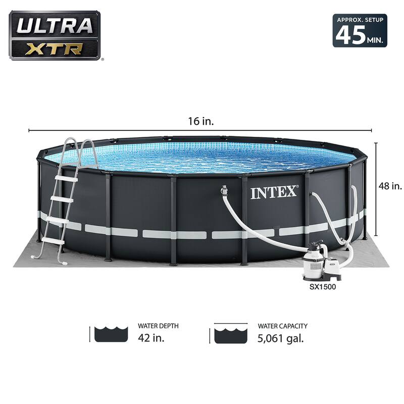 Intex Ultra XTR 16ft x 48in Round Above Ground Pool Set w/ Pump & Robot Vacuum - 217.84