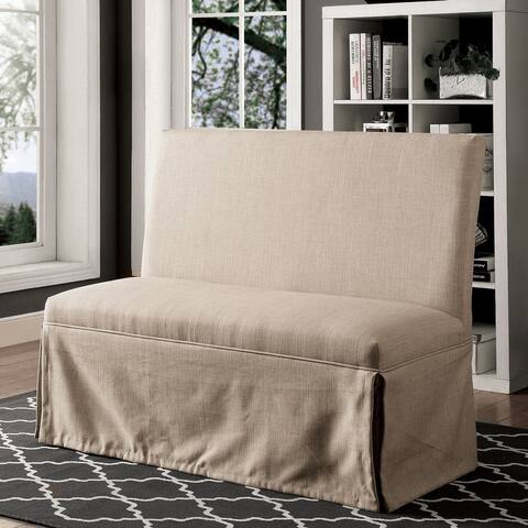 Furniture of America Cols Farmhouse Linen Fabric Loveseat Bench