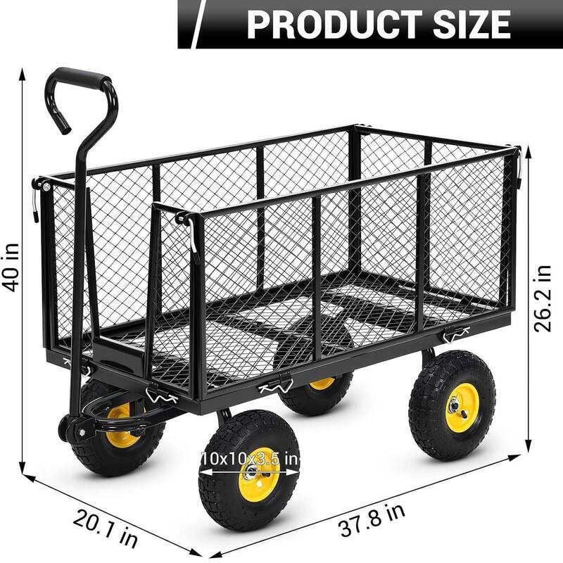 1100 Lbs Capacity Garden Wagon Carts on Wheels for Lawn Garden Yard
