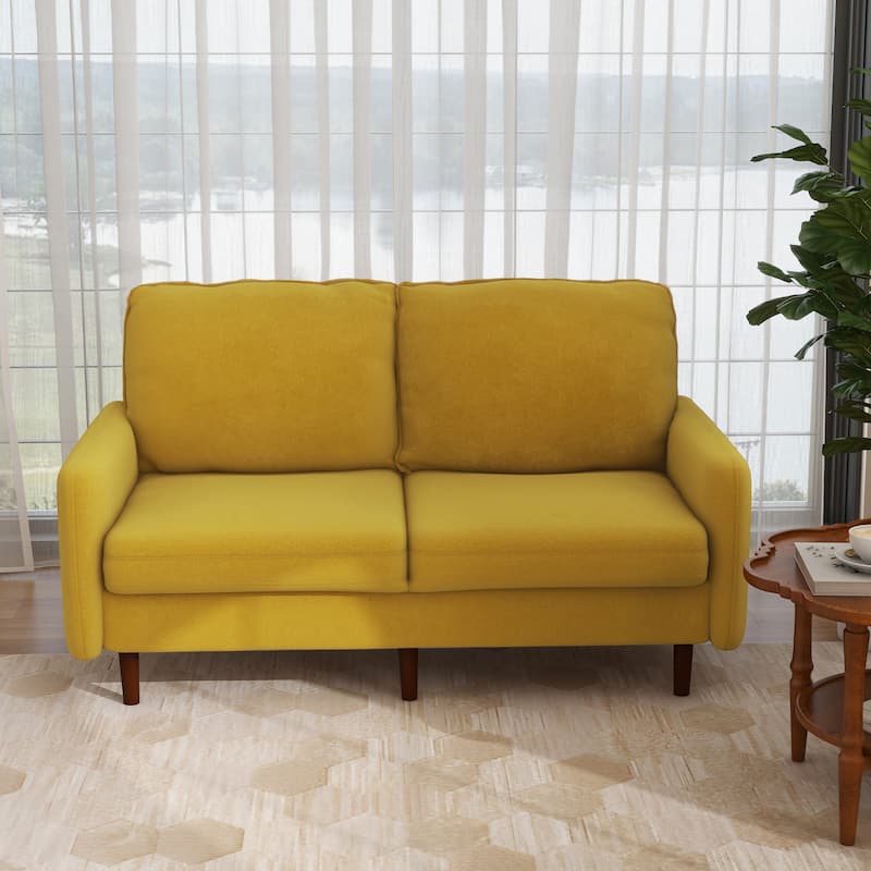 Velvet Loveseat Sofa With Wood Legs