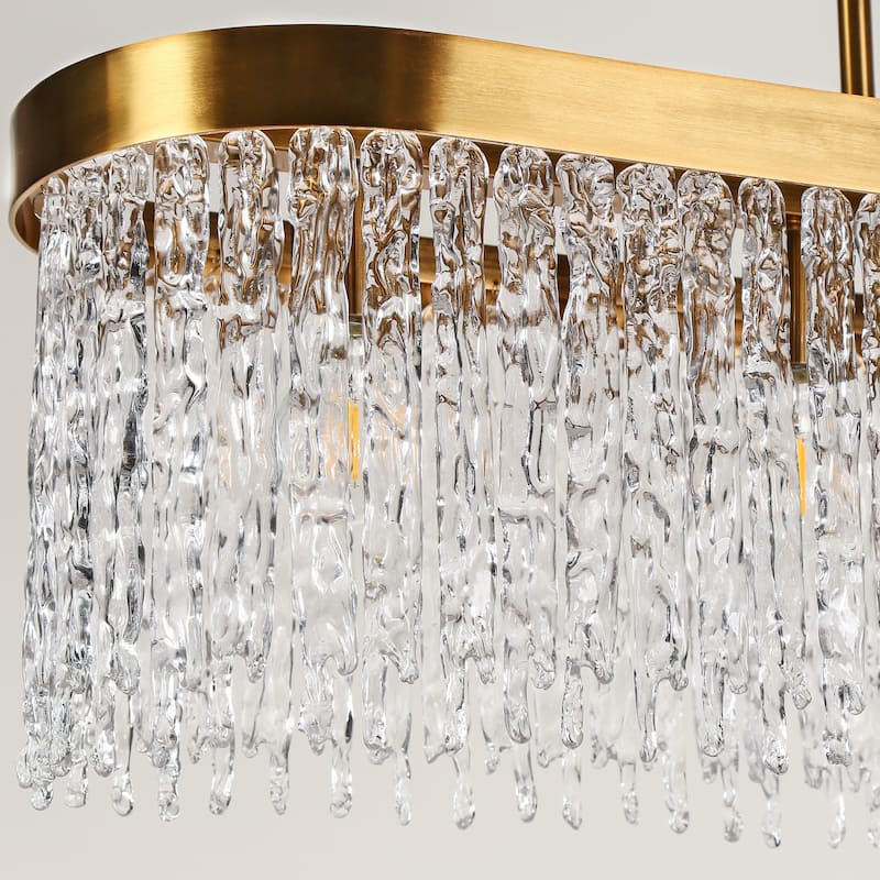 Modern 5-Light Crystal Chandelier Island Lights for Kitchen Island - Gold - 43.3" W x 19.2" H x 10" D
