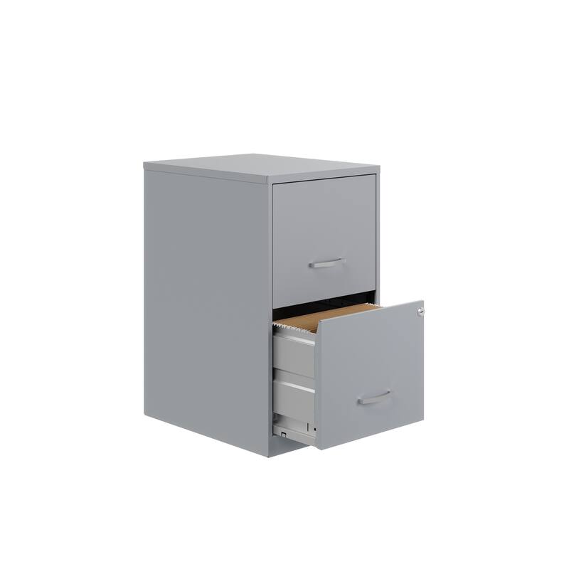 Space Solutions 18in. 2 Drawer Metal File Cabinet, Teal - Silver - Letter