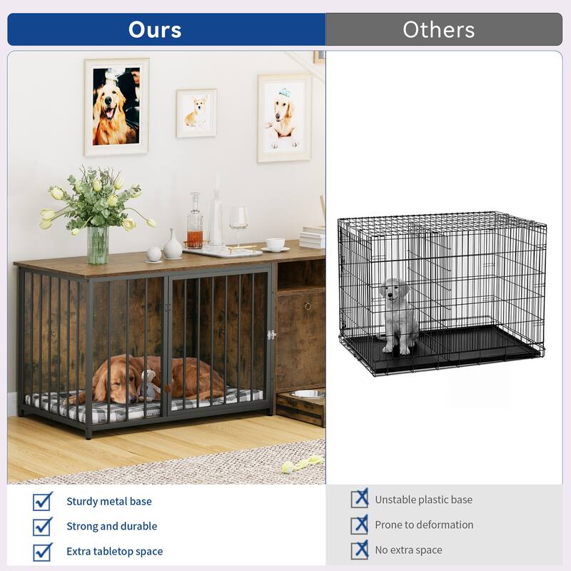 Moasis 3-in-1 Furniture-style Dog Crate Pet Crate with Drawers, TV Stand