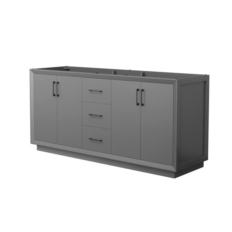 Wyndham Collection WCF414172D-CXSXX-MXX Strada 71" Double Free - Dark Gray / Matte Black Hardware