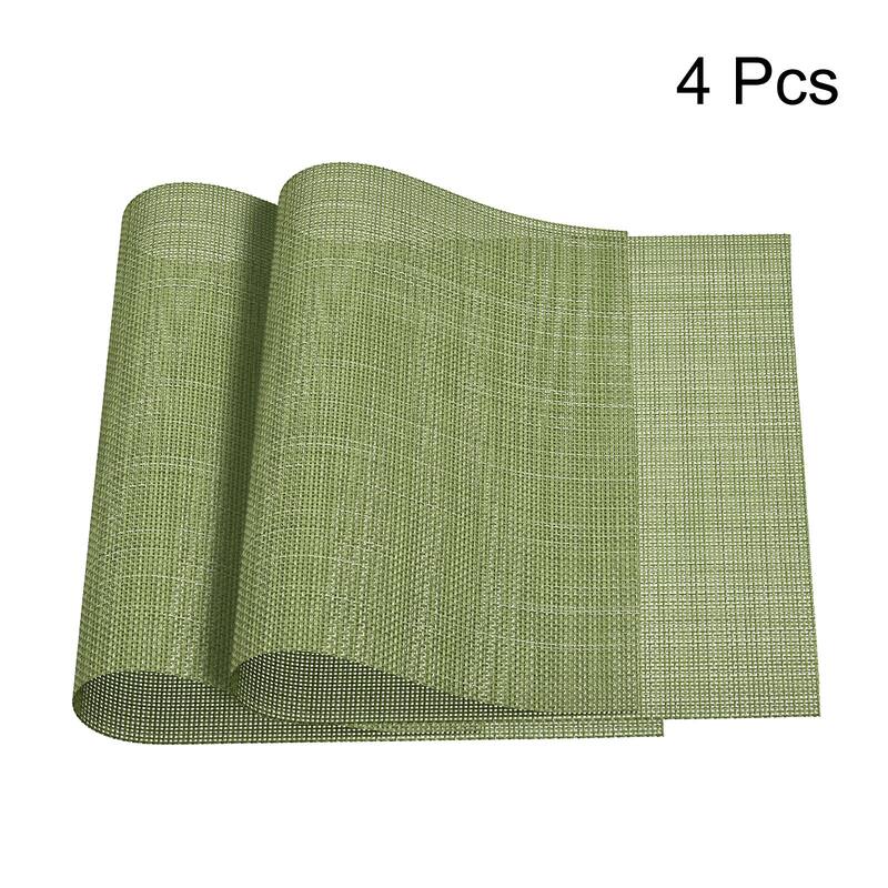 Place Mats, 450x300mm Table Mats Set of 4 PVC Washable Woven Placemat - Grass Green