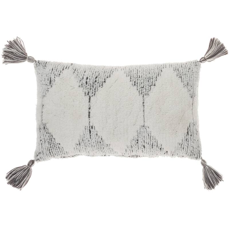 57 Grand by New Concept Washables Woven Triangles Tassel Throw Pillow , ( 12" x 20" )
