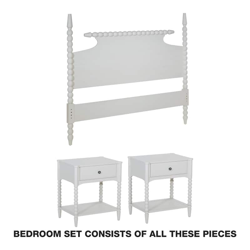Spindle 3-Piece King Bedroom Set (1-Year Warranty) - Antique White - King - 3 Piece