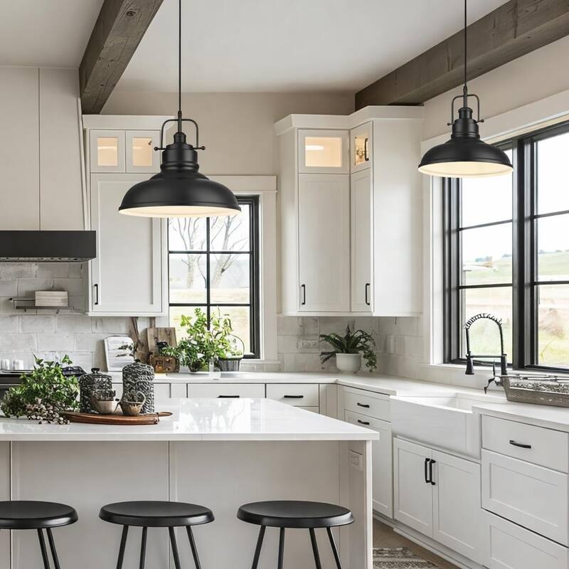 1-Light Industrial Farmhouse Metal Dome Pendant Light, Oil Rubbed Bronze Finish