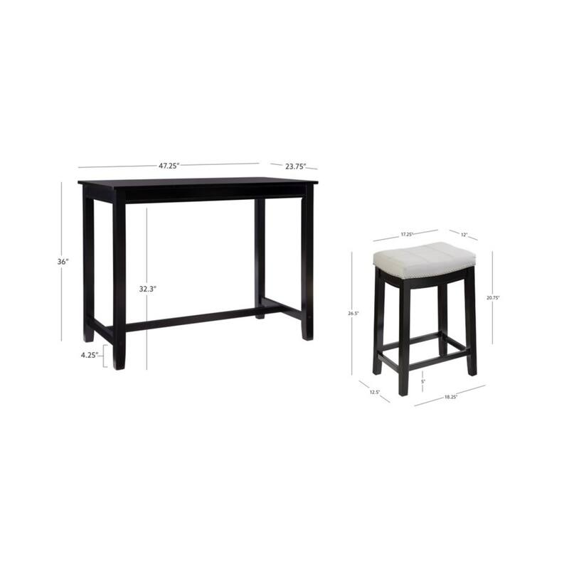 3-Piece Counter Table and Stools - 47.25" - Black and Gray