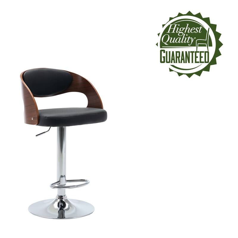 Porthos Home Ezra Height Adjustable Bar Stool, PU Leather, Chrome Base