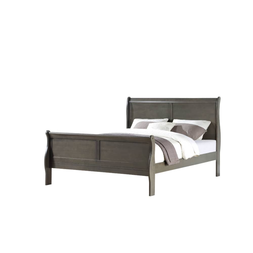 Dark Gray Eastern King Sleigh Bed with Low-Profile Footboard