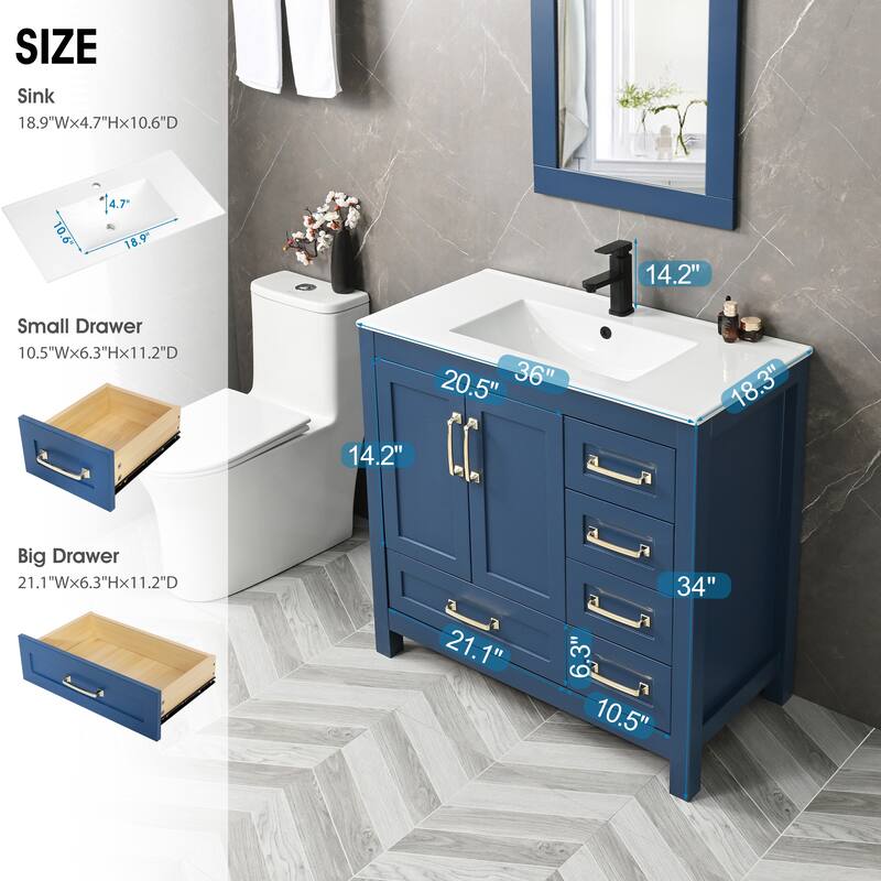 Bathroom Vanity Set W/Drop in Sink Faucet Cabinet Combo
