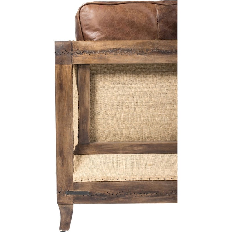 Aurelle Home Dina Vintage Brown Leather Sofa
