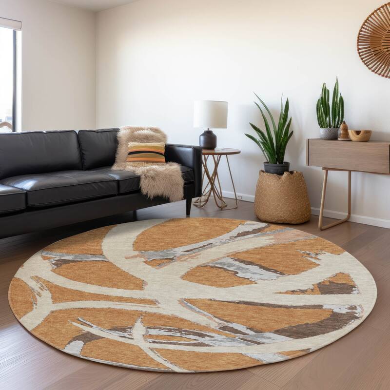 Premium Washable Super Soft Modern Zeus Mayfield Rug - Copper - 8' x 8'