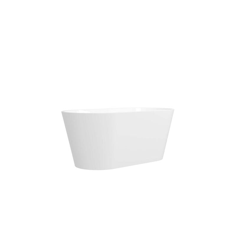 59 in. x 30 in. Acrylic Freestanding Soaking Bathtub with Center Drain in Glossy White