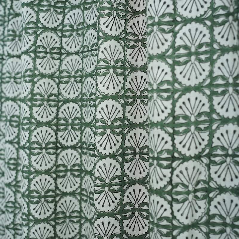 Fabdivine Handmade Block Print Floral Curtain Perfect for Room or Window Décor