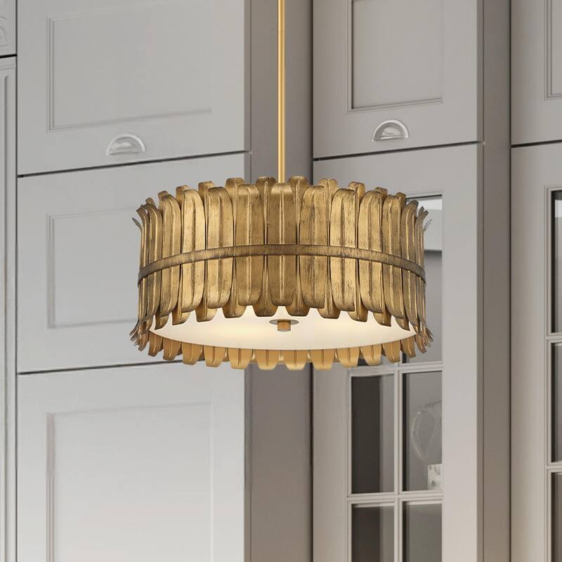 Hunter Valdaz Brushed Luxe Gold 3 Light Pendant - Modern & Contemporary - Kitchen, Dining Room, Bedroom, Office - Brushed Luxe Gold