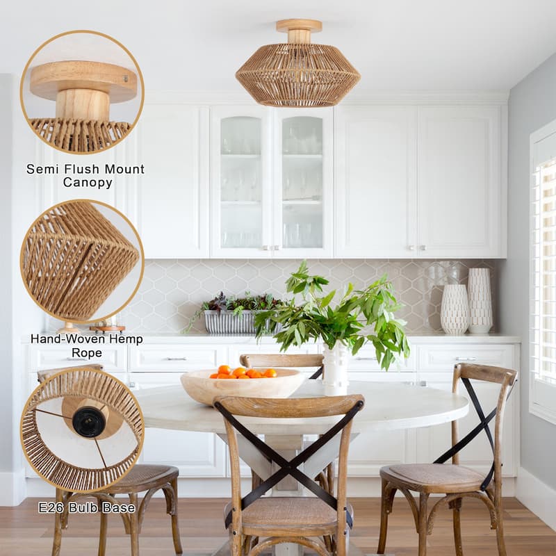 Bohemian Style Semi Flush Mounts Light Fixture for Bedroom Living Room Restaurant Hallway