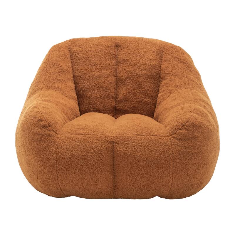 Teddy Tufted Bean Bag Chair, Faux Fur Bean Bag Sofa with Memory Foam, Fluffy Lazy Floor Sofa with Large Armrests