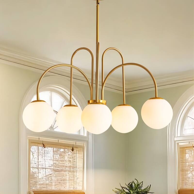 Modern Sputnik Glass Bubble Chandelier in Gold for Dining Room