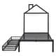 preview thumbnail 13 of 16, Twin Size Metal Platform Bed with 2 Drawers,House-Shaped Headboard Design, White